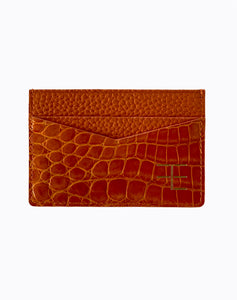 orange  exotic crocodile print leather willy card holder wallet with gold FE logo fckin expensiv