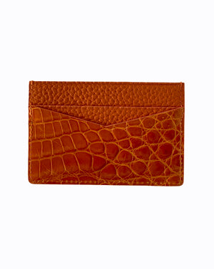 orange  exotic crocodile print leather willy card holder wallet with gold FE logo fckin expensiv