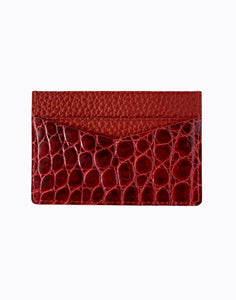 red  exotic crocodile print leather willy card holder wallet with gold FE logo fckin expensiv
