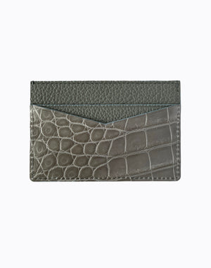 silver grey exotic crocodile print leather willy card holder wallet with gold FE logo fckin expensiv