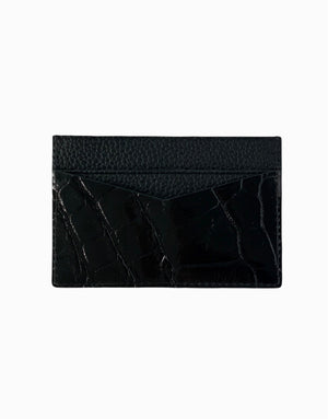 black exotic crocodile print leather willy card holder wallet with gold FE logo fckin expensiv