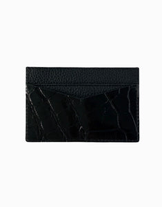 black exotic crocodile print leather willy card holder wallet with gold FE logo fckin expensiv